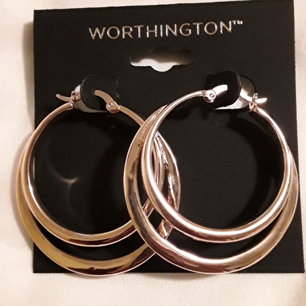 Gold Double Hoops Earrings